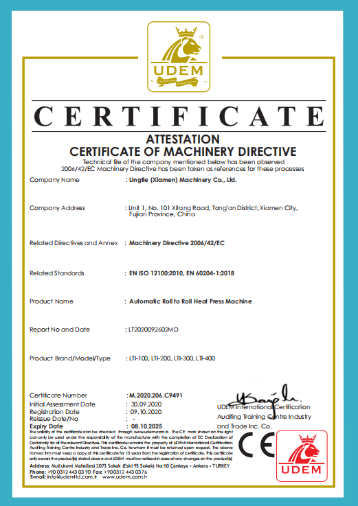 CE-Zertifikate für automatische Rolle-zu-Rolle-Heißpressmaschine